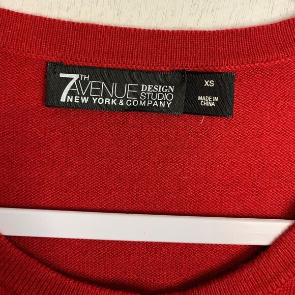 Red Cardigan 7th Avenue Design Studio New York & Company Long Sleeve Sz XS - Picture 4 of 7